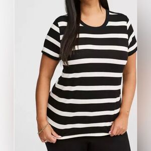 Torrid Black and Cream Striped Top